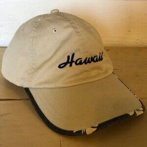 Hawaii Hat Cap Floral Tan Beige Blue Snap Back Dorfman Pacific Tourist